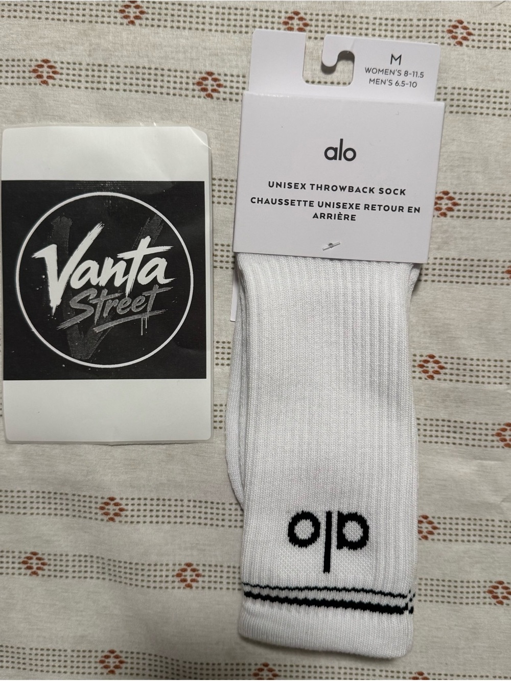 ALO Yoga White Unisex Throwback Athletic Socks with Black Logo